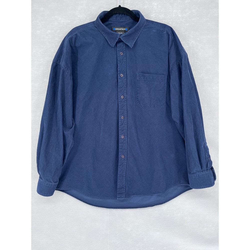 Architect Shirt Mens XXL Long Sleeve Button Up Blue 100% Cotton Work Casual